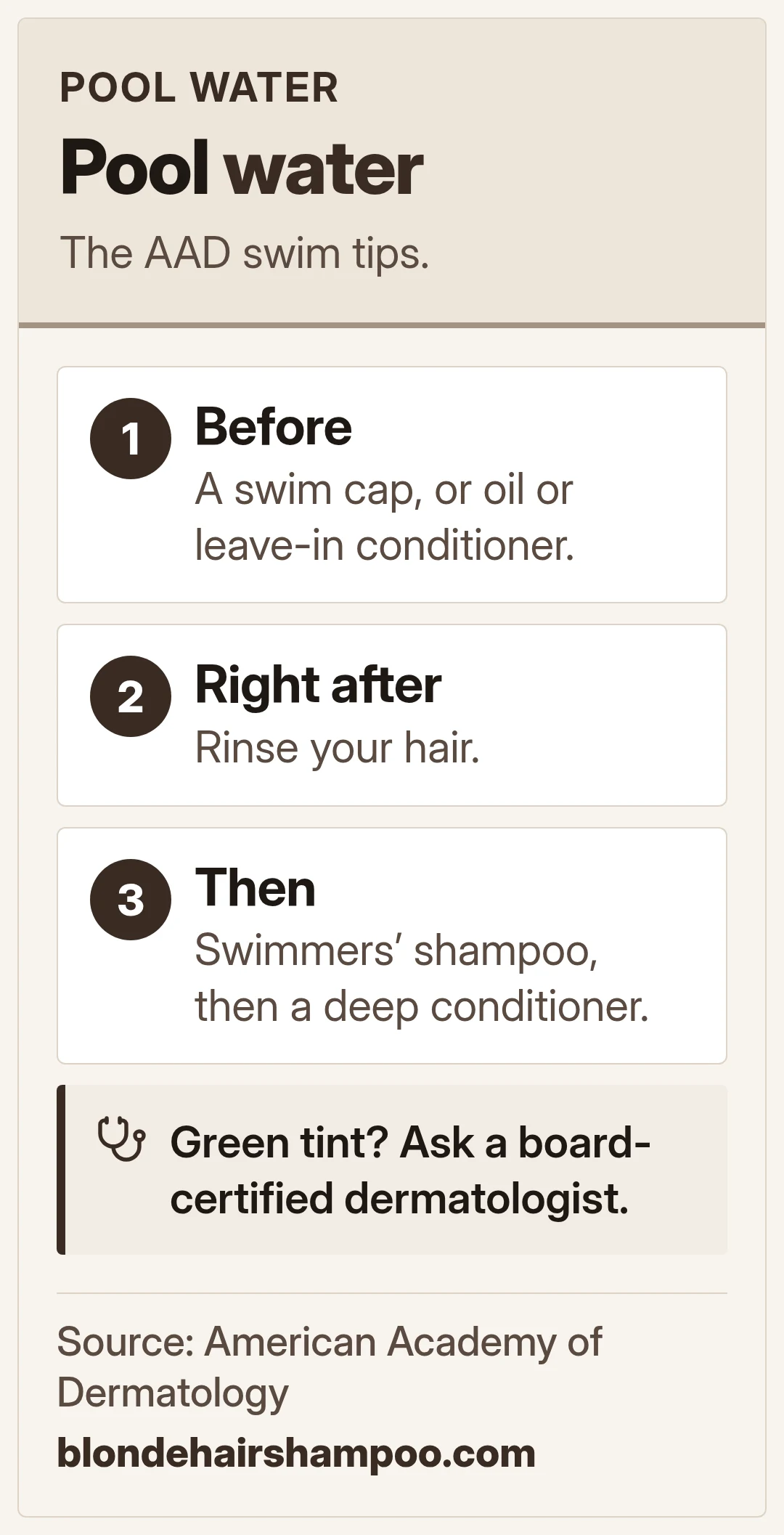 Pool water. The AAD swim tips.